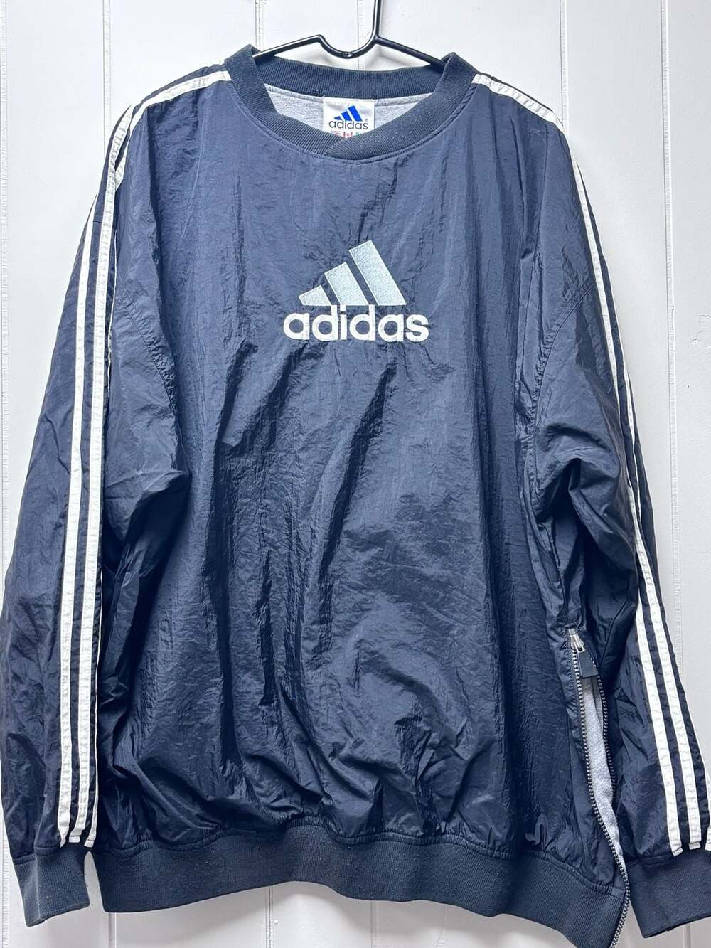 Adidas Windbreaker Pullover Size XXL Black Vintage Nylon Jacket